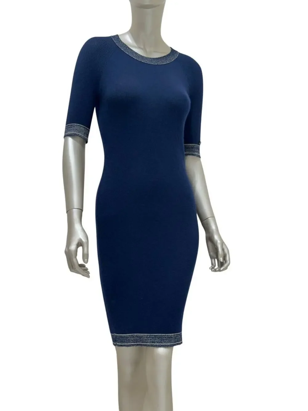 CHANEL Karl Lagerfeld Navy Cashmere Knit Dress Sz.38